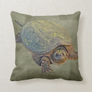 American Snapping Turtle - Chelydra rossignonii Throw Pillow