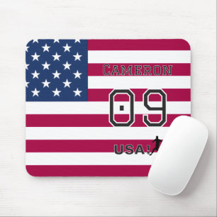 American Soccer Athlete Personalized Stars Stripes Mouse Pad