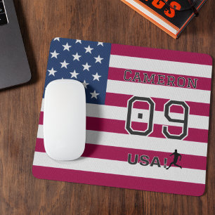 American Soccer Athlete Personalized Stars Stripes Mouse Pad