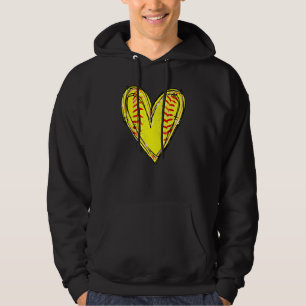 American Softball Heart Love Softball Lover Mother Hoodie
