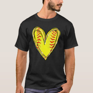 American Softball Heart Love Softball Lover Mother T-Shirt
