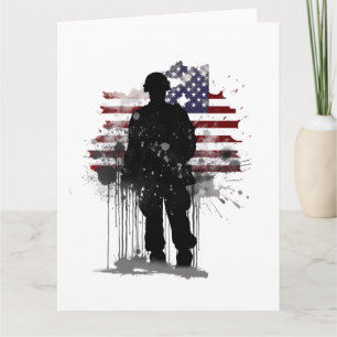 American Soldier against Flag of the USA Card