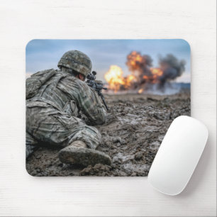 American Soldier Aiming a Rifle Mouse Pad