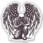 American Soldier Angel Praying USA Flag Art