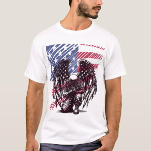 American Soldier Angel Praying USA Flag Art T-Shirt