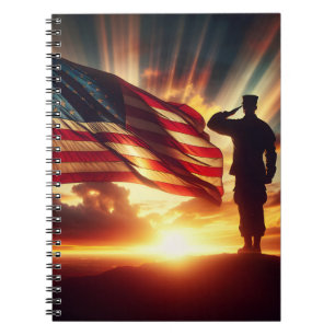 American Soldier Saluting The Flag Notebook