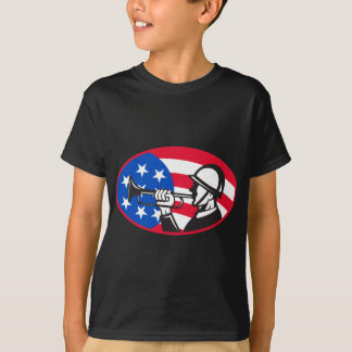 American soldier with bugle and stars and stripes T-Shirt