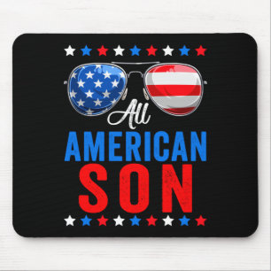 American son 4th of july memorial day matching mouse pad