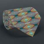 American Southwest Patterned Art And Earthy Colors Tie<br><div class="desc">Neck Tie business suit and casual fun trendy fashion statement apparel attire accessory printed with a American Southwest Patterned Art And Earthy Colors inspired graphic design illustration by TheFabricSealTieShop at Zazzle #ZazzleMade https://www.zazzle.com/store/thefabricsealtieshop This American Indian Art Style drawing image is a beautiful mirrored repeating pattern design with elements of pointed...</div>