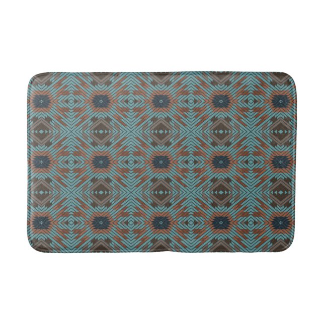 American Southwest Tribal Patterned Art And Colors Bath Mat (Front)