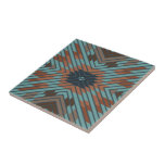 American Southwest Tribal Patterned Art And Colors Tile<br><div class="desc">Ceramic Tile printed with a American Southwest Tribal Patterned Art And Colors graphic design illustration by TheFabricSeal at Zazzle #ZazzleMade https://www.zazzle.com/store/thefabricseal This American Indian Geometric Art Style drawing image is a beautiful design with classic elements of spiky pointed arrow geometric design sections meeting in a repeating pattern often used in...</div>