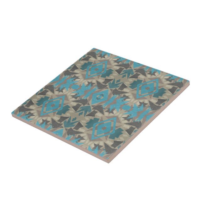 American Southwestern Patterned Art And Colours Tile (Side)
