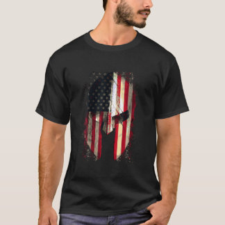 American Spartan Warrior Helmet Patriotic Flag T S T-Shirt