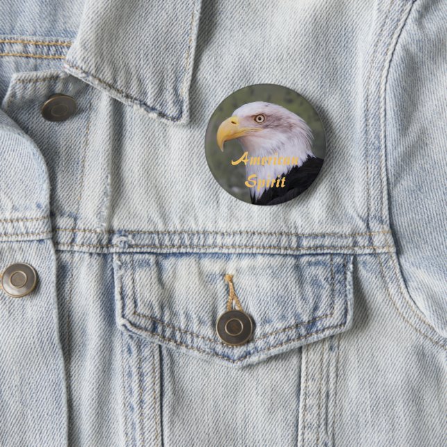 American Spirit Bald Eagle Head 2 Inch Round Button (In Situ)