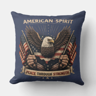 American Spirit Eagle Patriotic USA Flag Peace Thr Throw Pillow