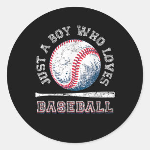 American Sport Fan Baseball Lover Boys Batter Classic Round Sticker