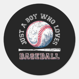 American Sport Fan Baseball Lover Boys Batter Classic Round Sticker