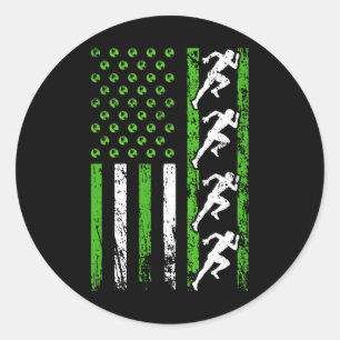 American Sports Flag Athletic Track And Field Eart Classic Round Sticker