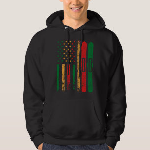 American Sports Flag Black History Month Snow Skii Hoodie
