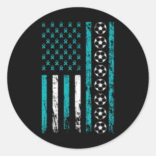 American Sports Flag Footbyll Stress Awareness Mon Classic Round Sticker