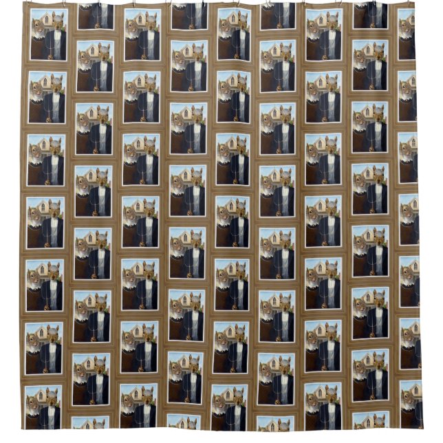 American Squirrel Gothic - funny Shower Curtain (Front)