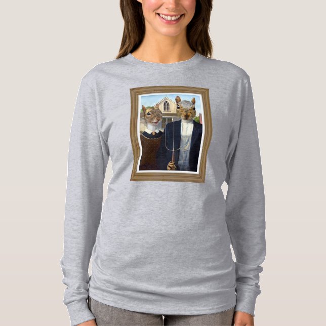 American Squirrel Gothic - funny T-Shirt (Front)