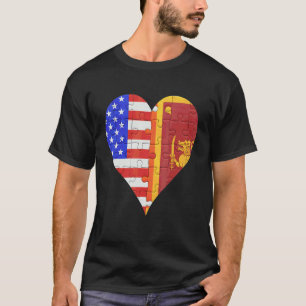 American Sri Lankan Flag Heart T-Shirt