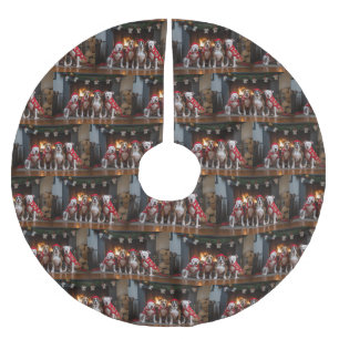 American Staffordshire by the Fireplace Christmas Brushed Polyester Tree Skirt