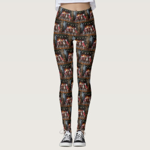 American Staffordshire by the Fireplace Christmas Leggings