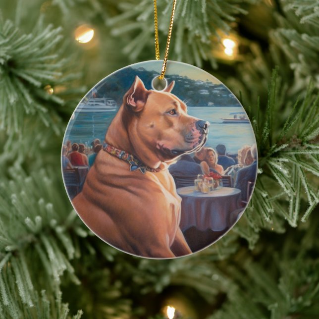 American Staffordshire Christmas Cruise: Pawsome Ceramic Ornament (Tree)