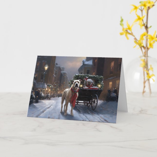 American Staffordshire Christmas Festive Season Card (Yellow Flower)