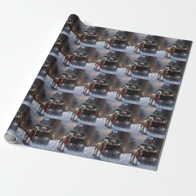 American Staffordshire Christmas Festive Season Wrapping Paper (Unrolled)