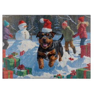 American Staffordshire Christmas Festive Snow  Cutting Board