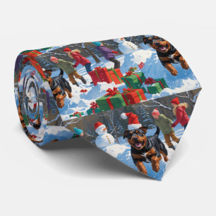 American Staffordshire Christmas Festive Snow Tie