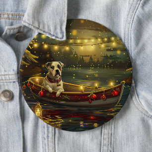 American Staffordshire Christmas Festive Voyage 6 Inch Round Button