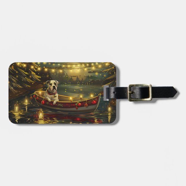 American Staffordshire Christmas Festive Voyage Luggage Tag (Front Horizontal)
