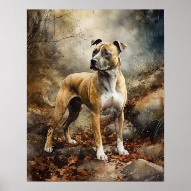 American Staffordshire Dog Art Print Poster (Devant)