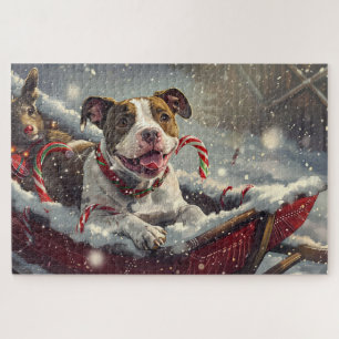American Staffordshire Dog Christmas Festive  Jigsaw Puzzle