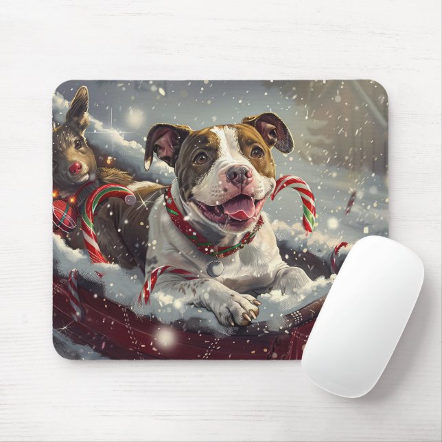 American Staffordshire Dog Christmas Festive  Mouse Pad (With Mouse)