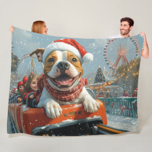 American Staffordshire Dog Christmas Fleece Blanket
