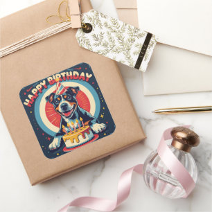 American Staffordshire Dog Colourful Square Sticker