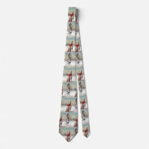 American Staffordshire Dog in Snow Christmas  Tie