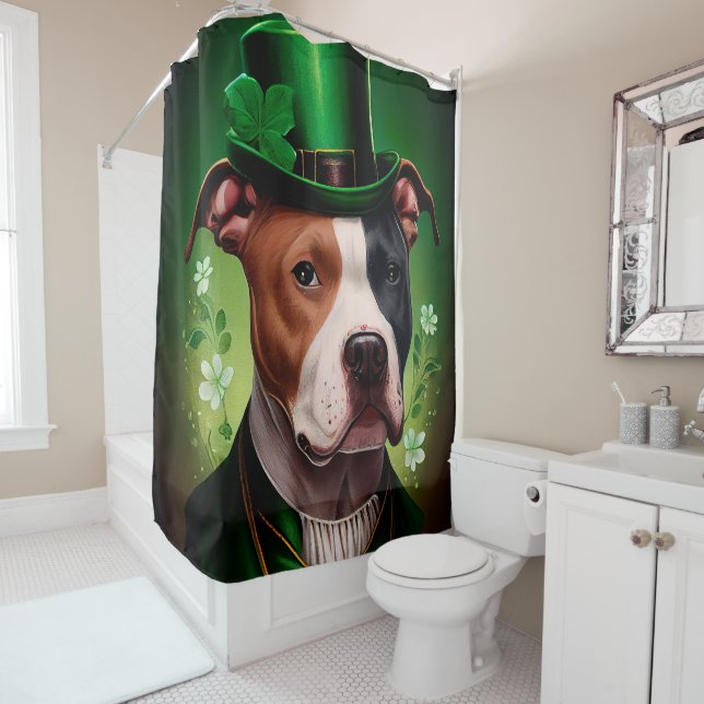 American Staffordshire dog in St. Patrick's Day (In Situ)