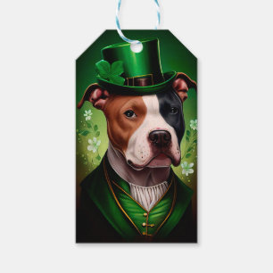 American Staffordshire dog in St. Patrick's Day Gift Tags
