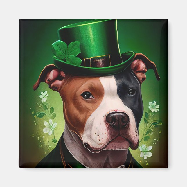American Staffordshire dog in St. Patrick's Day Magnet (Front)