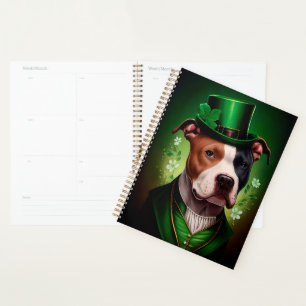 American Staffordshire dog in St. Patrick's Day Planner