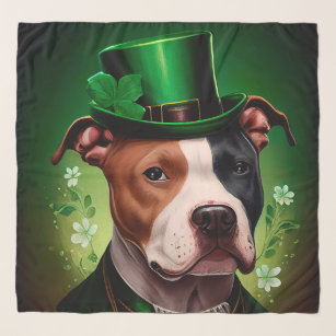 American Staffordshire dog in St. Patrick's Day Scarf