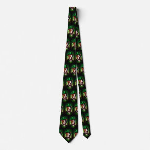 American Staffordshire dog in St. Patrick's Day Tie