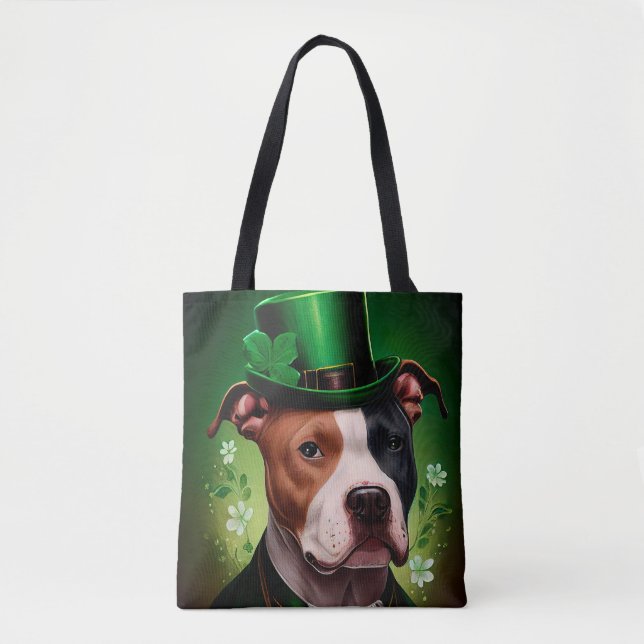 American Staffordshire dog in St. Patrick's Day Tote Bag (Front)