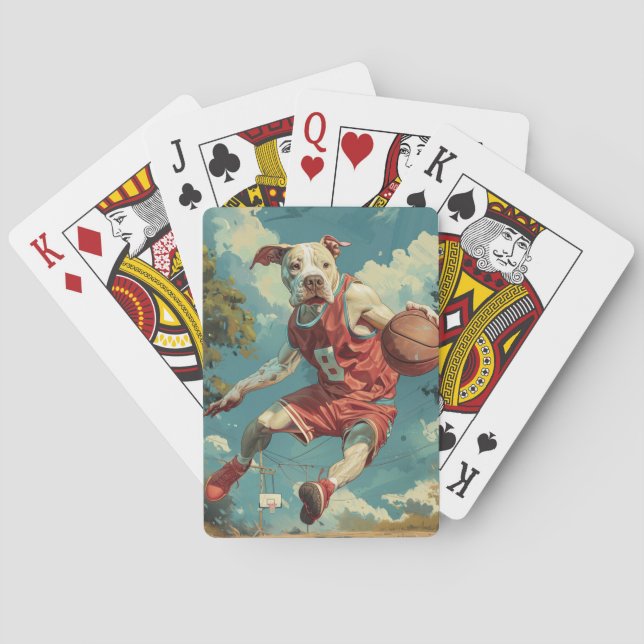 American Staffordshire Dog Playing Basketball Cards (Back)